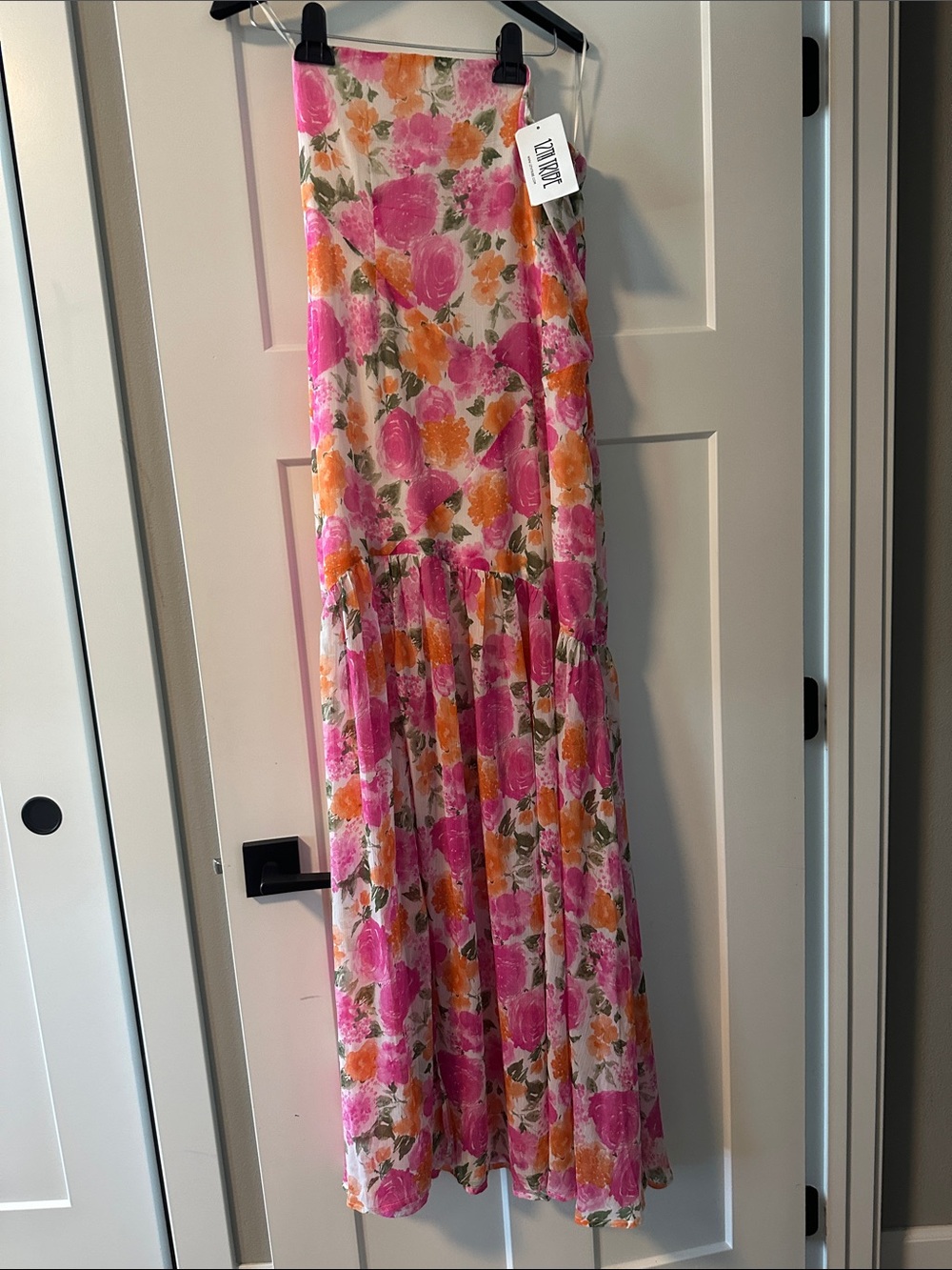 12th Tribe Pink & Orange Floral Maxi Dress